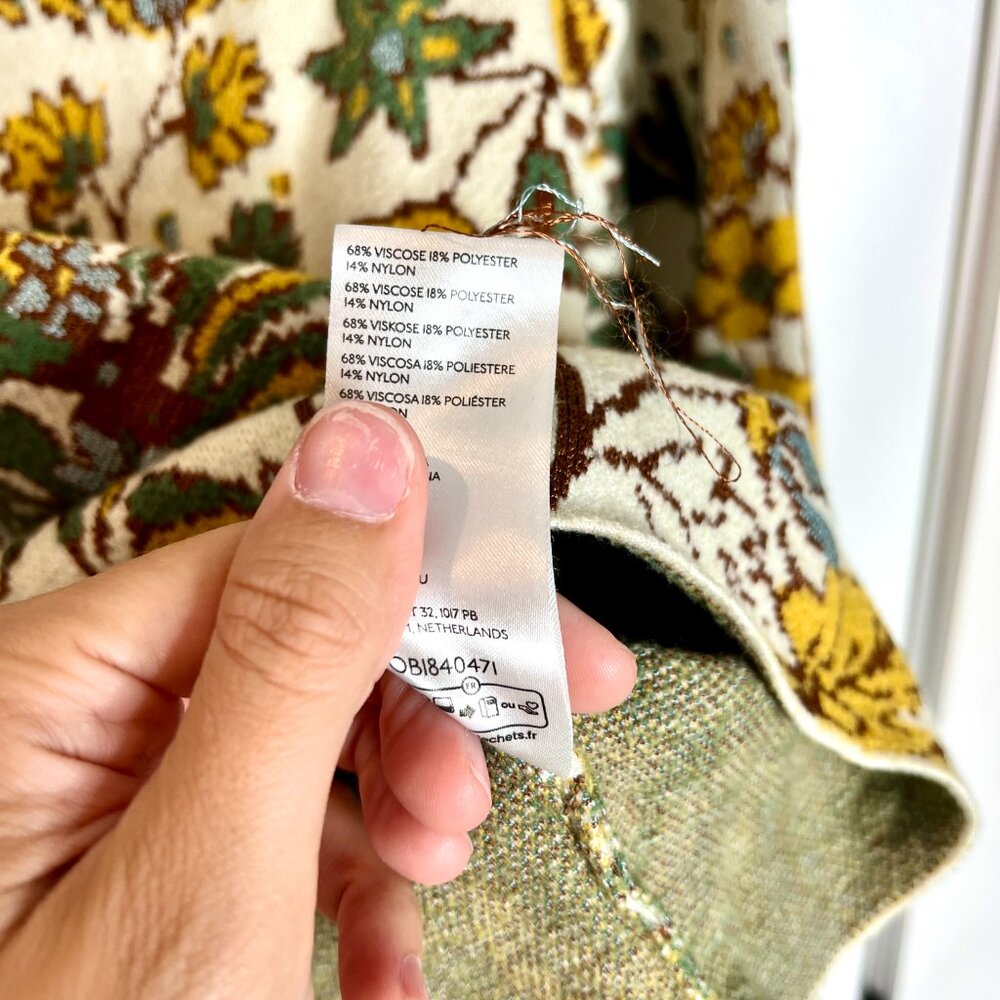 Anthropologie The Beatriz Fall Floral Mock Neck Sweater Cottagecore Size Medium - Picture 6 of 7